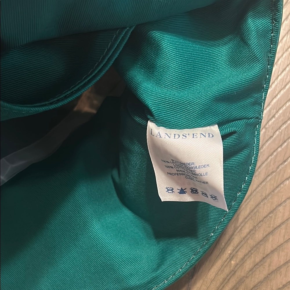 Lands End Patent Leather Blue and Green Tote Bag - Picture 3 of 6